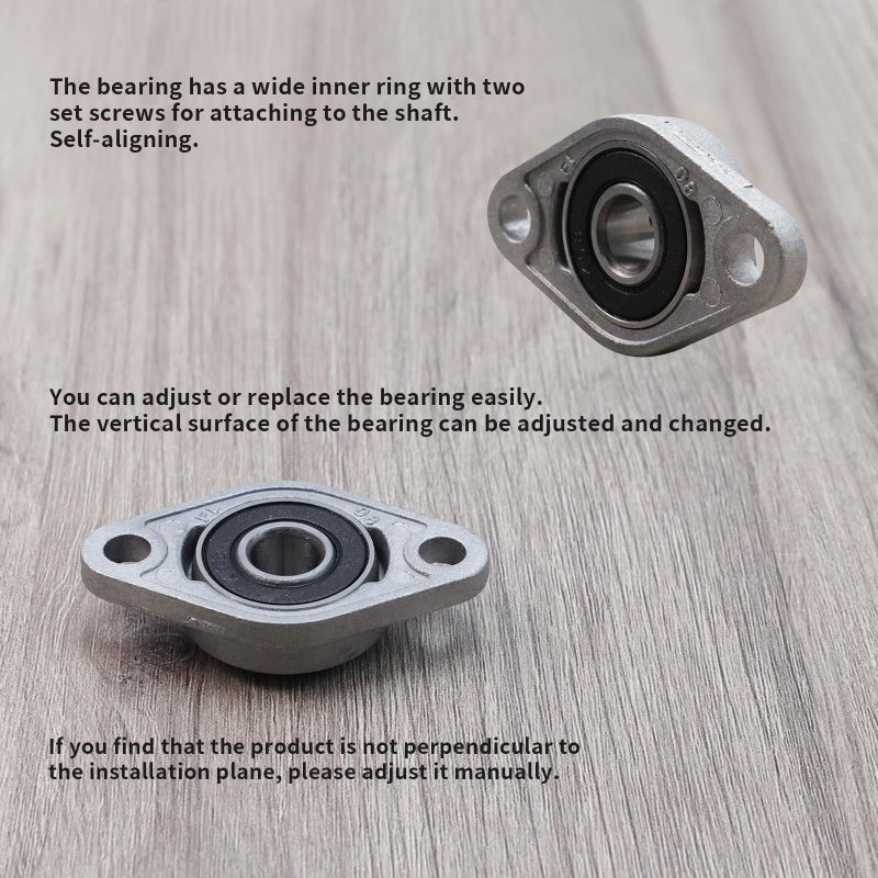 Sydien 4Pcs 10mm/0.39"" ID Zinc Alloy Bore Pillow Flange Mounted Self-aligning Bearing,KFL000 - Image 4